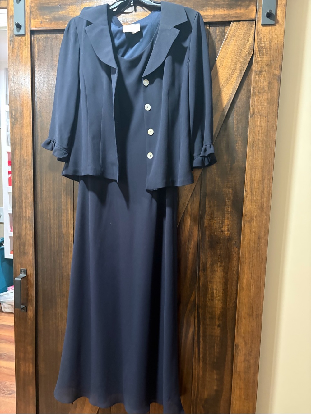 Studio C Navy Maxi Skirt and Cropped Jacket Set